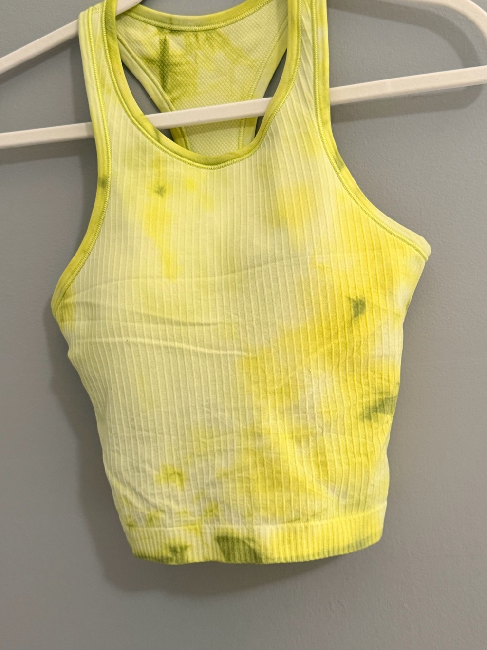 lululemon athletica Yellow Tie-Dye Ribbed Racerback Crop Tank